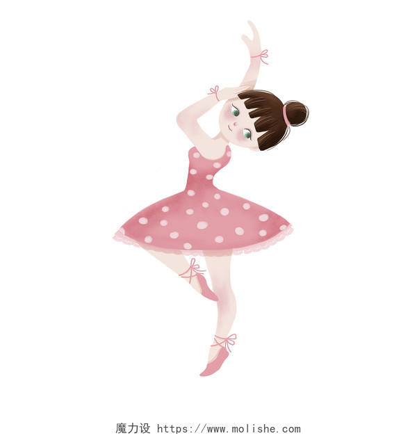 卡通跳舞女孩设计元素 动态可爱 芭蕾舞舞蹈女孩元素
